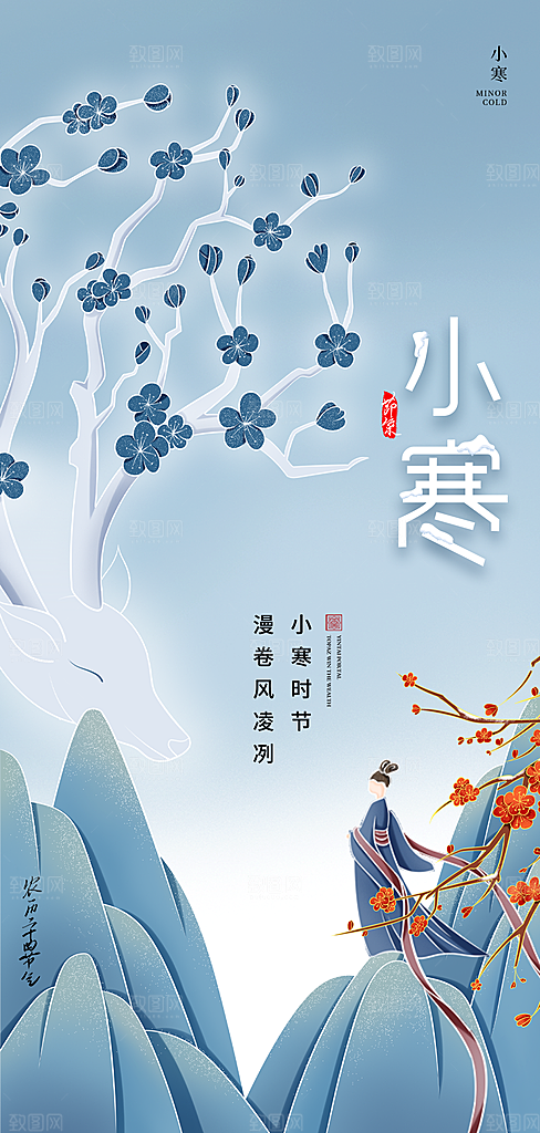 地产小寒节气简约大气海报