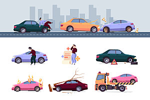 交通事故矢量插画