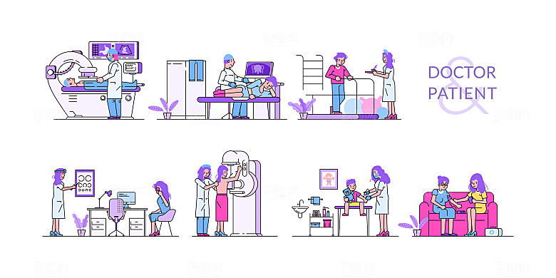 病人检查扁平矢量插画