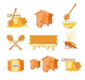 蜂蜜与蜂巢矢量元素