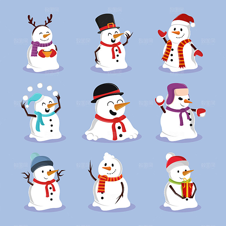 冬季雪人矢量元素
