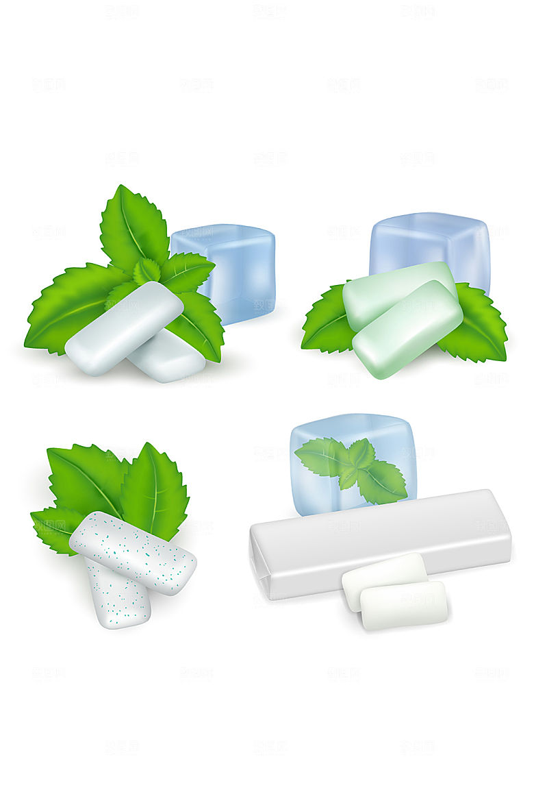 薄荷冰块口腔糖矢量元素