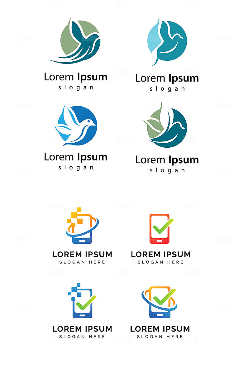 飞鸽与手机矢量LOGO元素