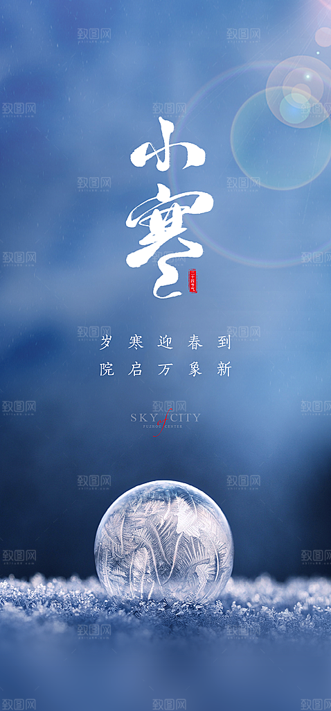 地产小寒节气简约大气海报