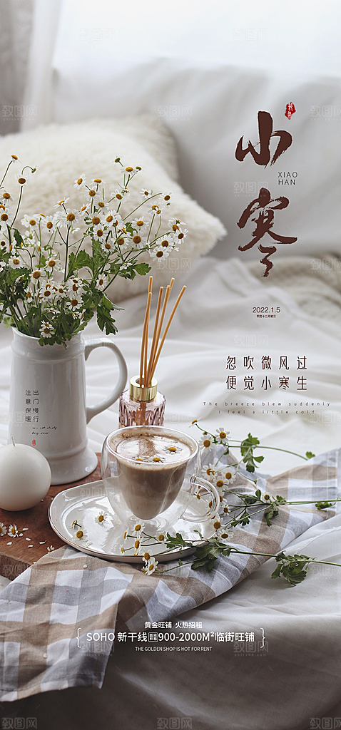 地产小寒节气简约大气海报