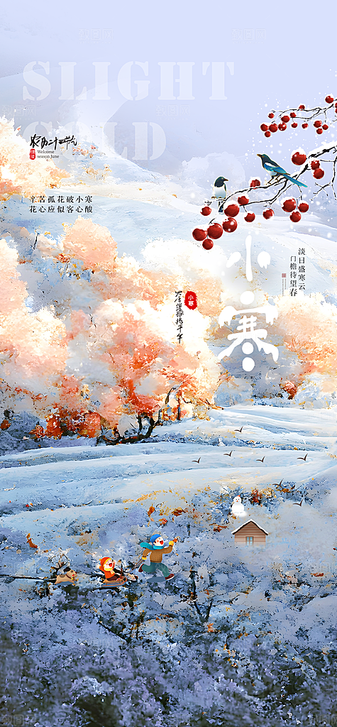 地产小寒节气简约大气海报