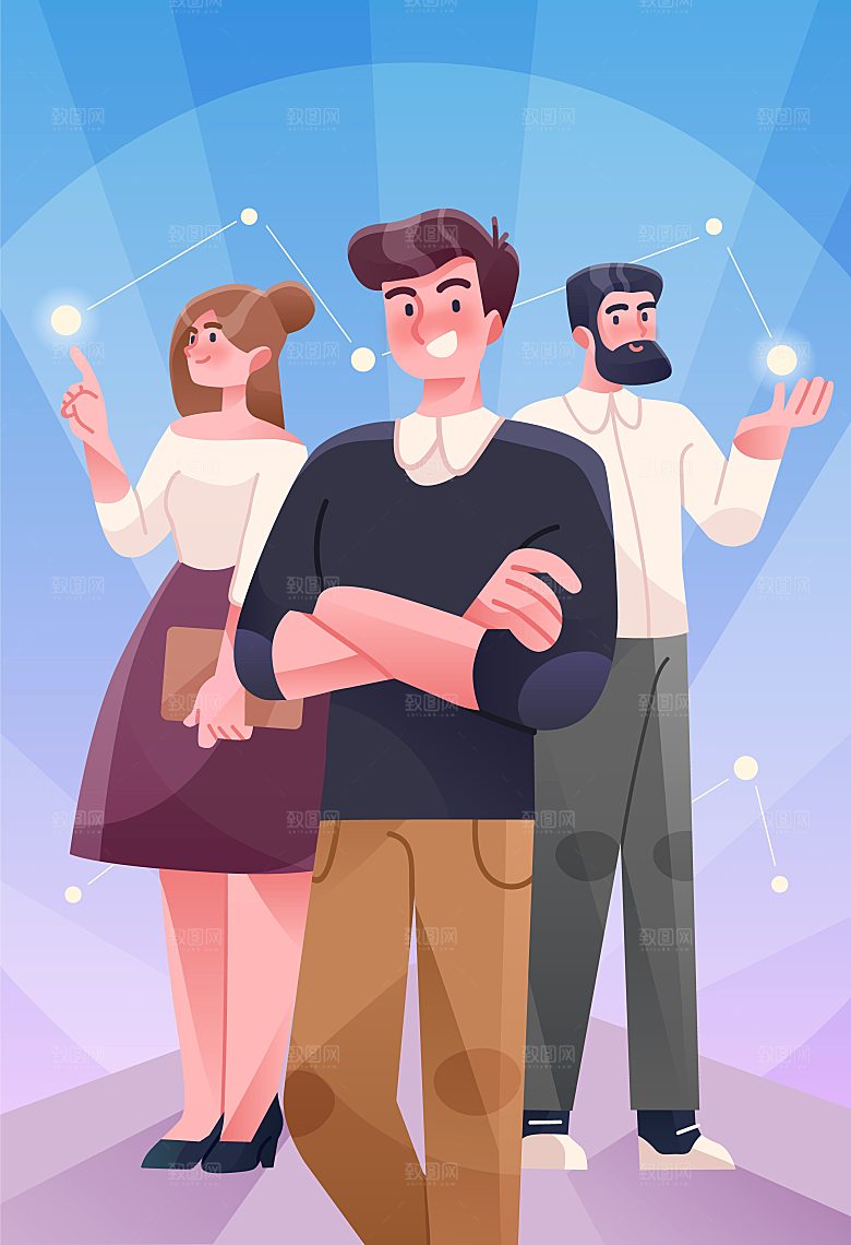 扁平创意人物矢量元素