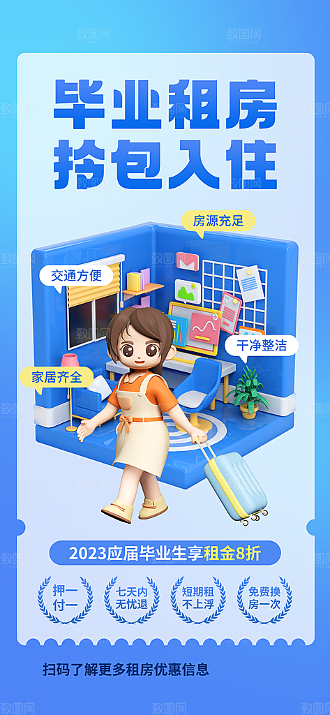 毕业季促销简约手机海报