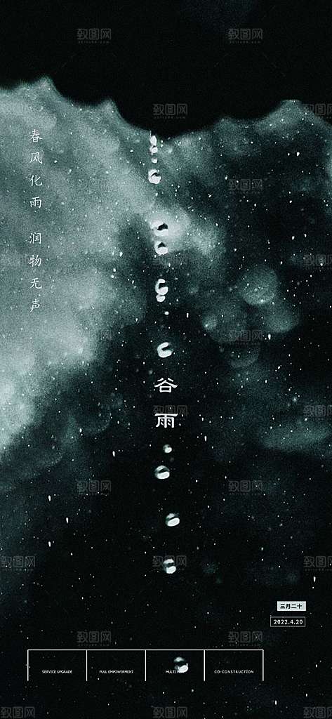 中国传统节气谷雨手机海报