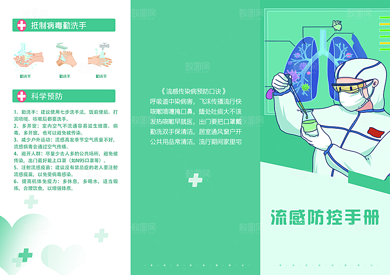 流感防控手册三折页