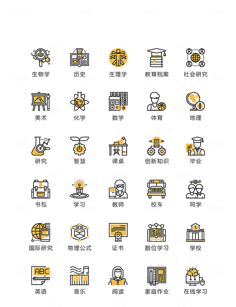 黄色生物学习图标