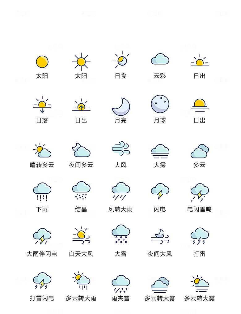 简约小清新自然类卡通天气