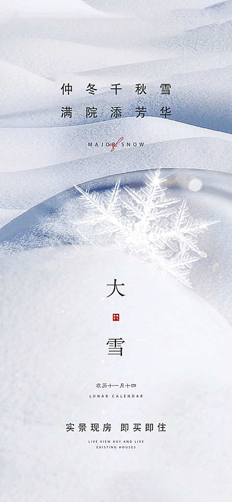 地产大雪节气简约大气海报