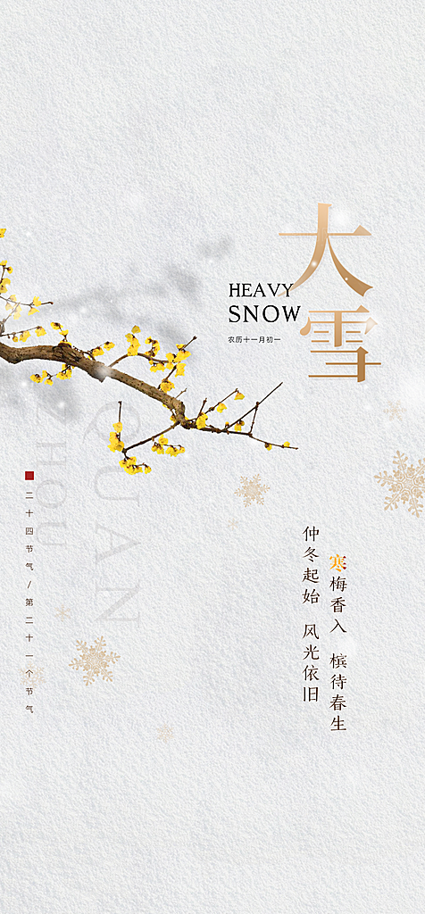 地产大雪节气简约大气海报