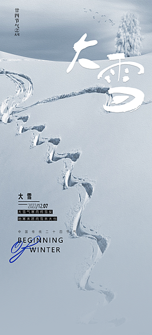 地产大雪节气简约大气海报