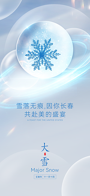 地产大雪节气简约大气海报