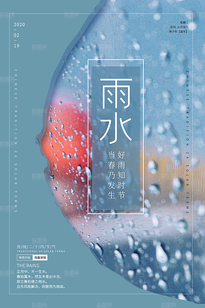 雨水节气设计海报素材