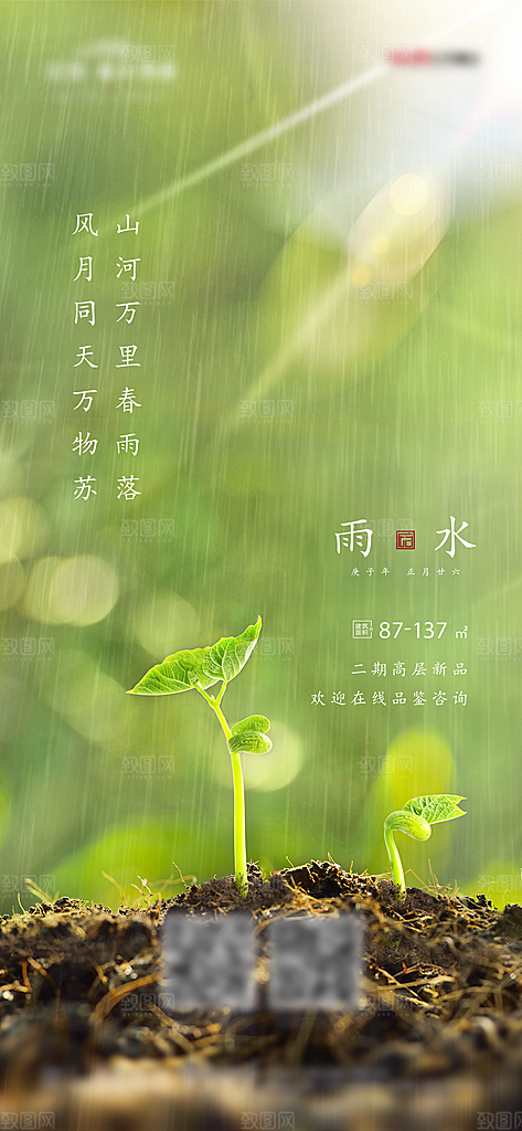 雨水节气设计海报素材