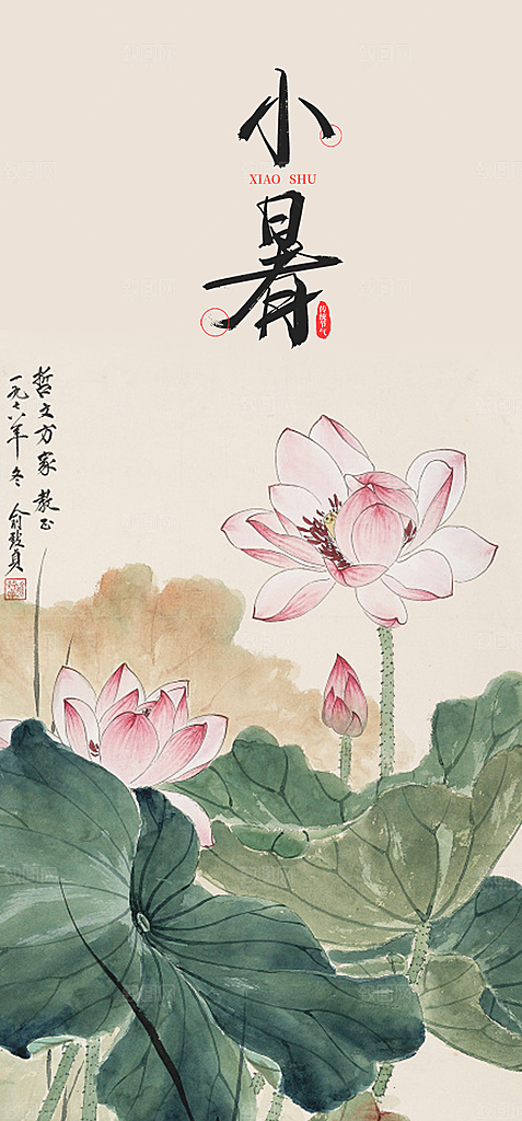 中国传统节气小暑简约手机海报