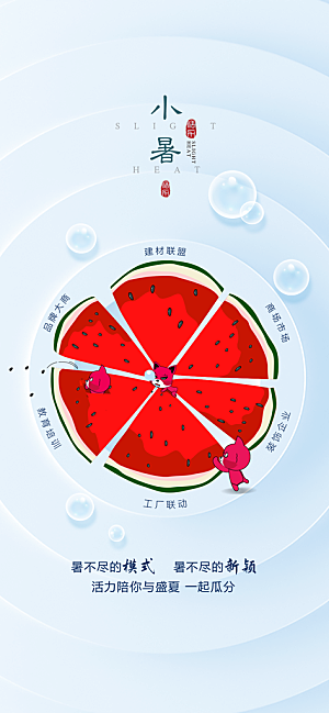 中国传统节气小暑简约手机海报