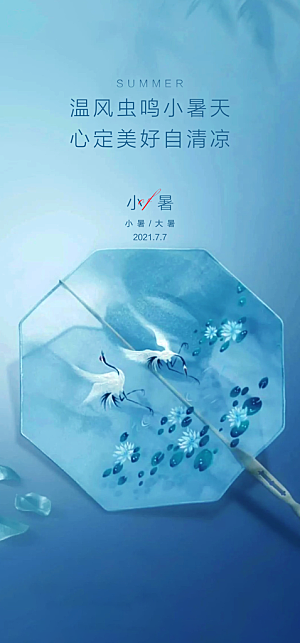 中国传统节气小暑简约手机海报