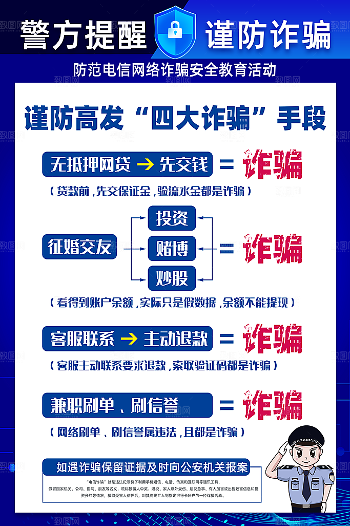 预防网络诈骗宣传海报