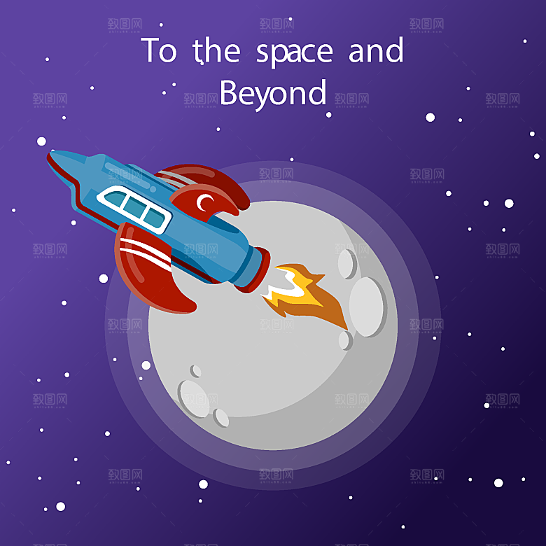 卡通太空宇宙火箭插画