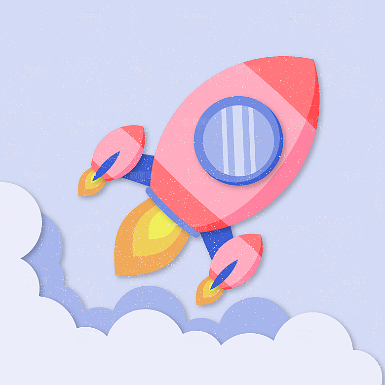 卡通太空宇宙火箭插画