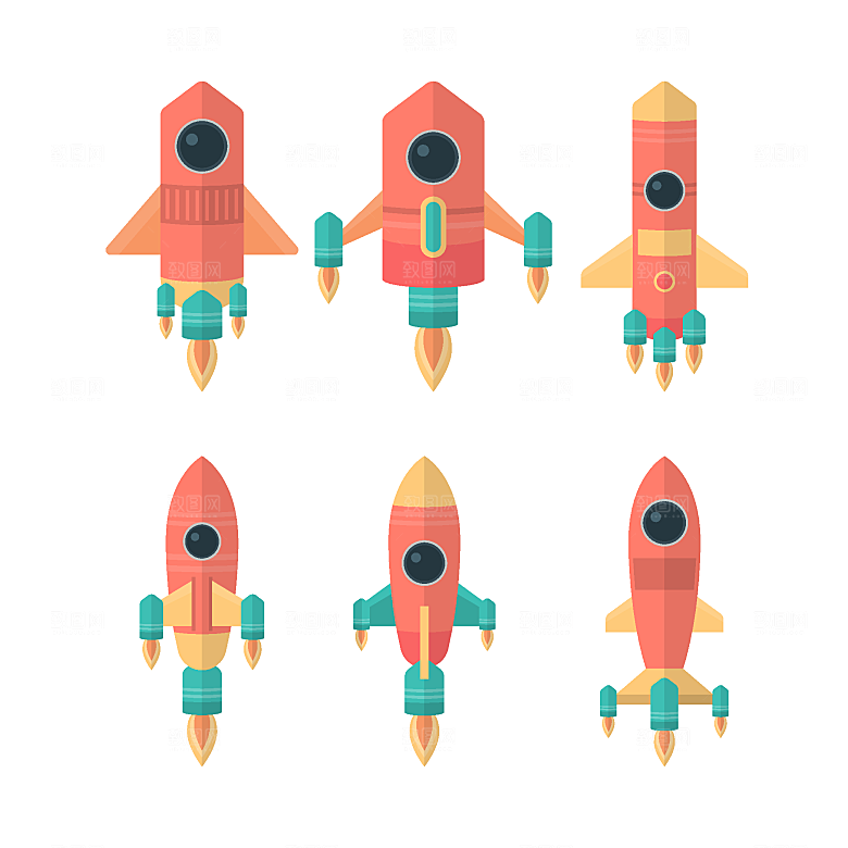 卡通太空宇宙火箭插画