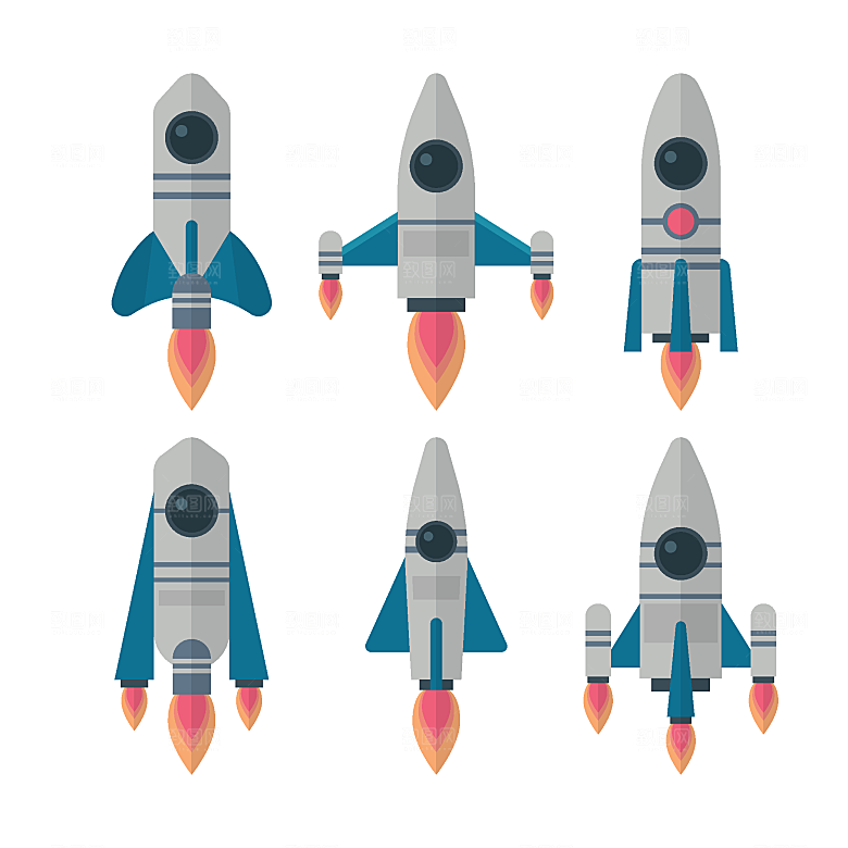卡通太空宇宙火箭插画