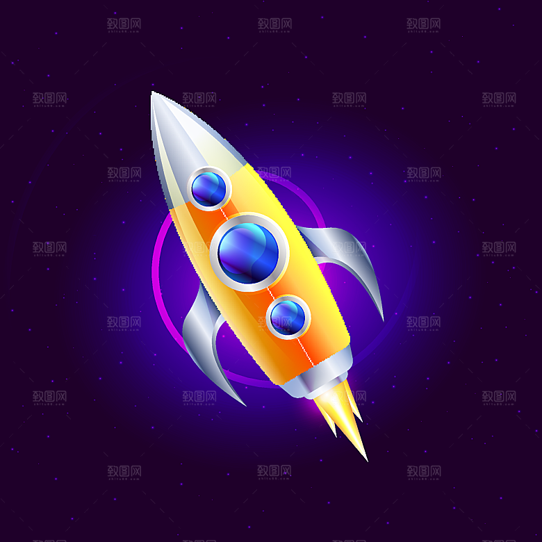 卡通太空宇宙火箭插画