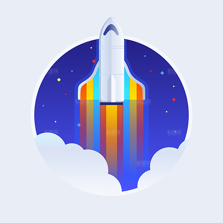 卡通太空宇宙火箭插画