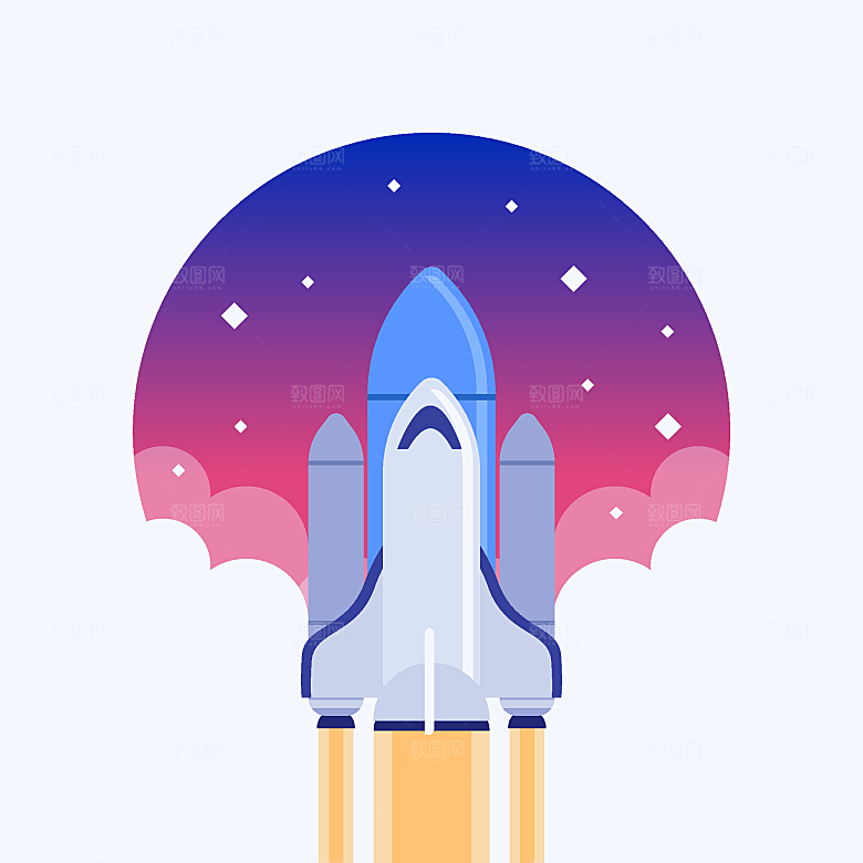 卡通太空宇宙火箭插画