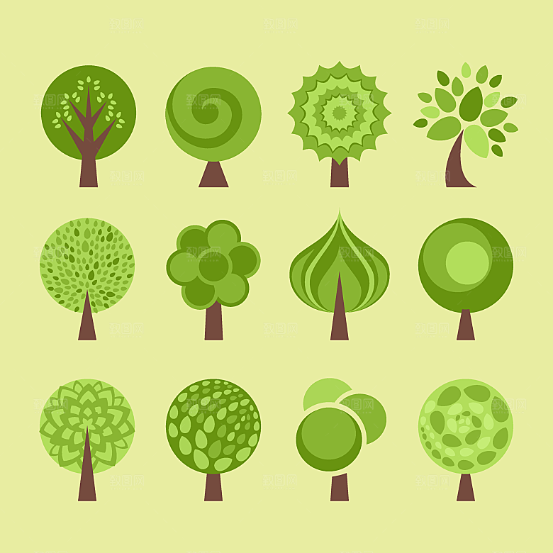 扁平植物矢量素材