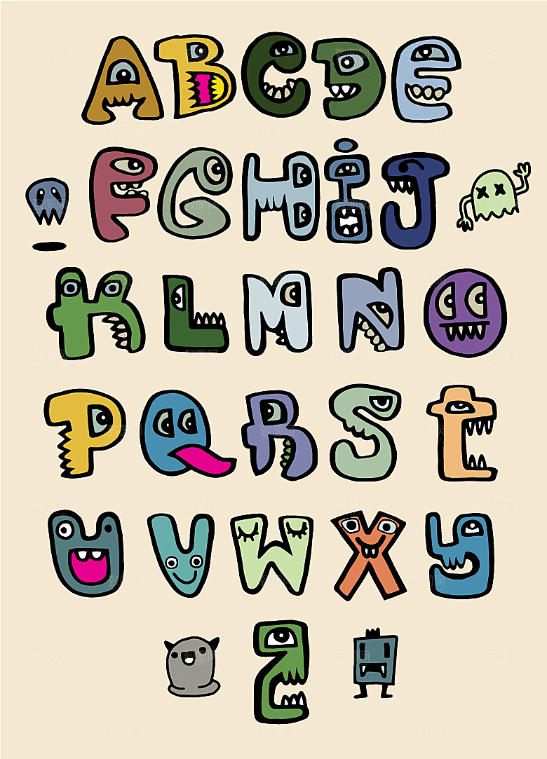 卡通可爱英文字母