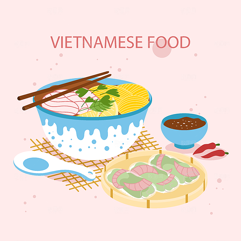 食物料理矢量插图