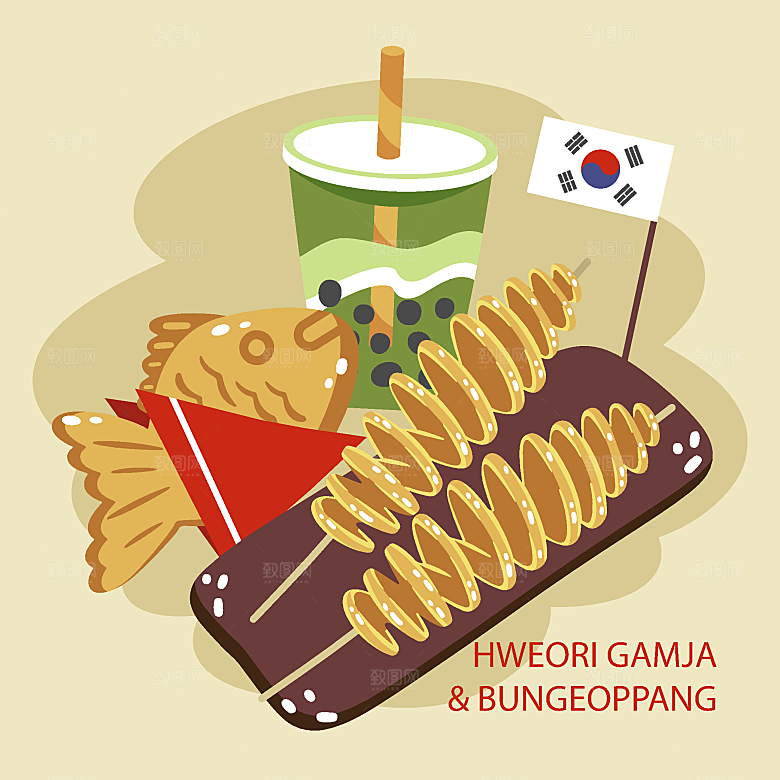 食物料理矢量插图