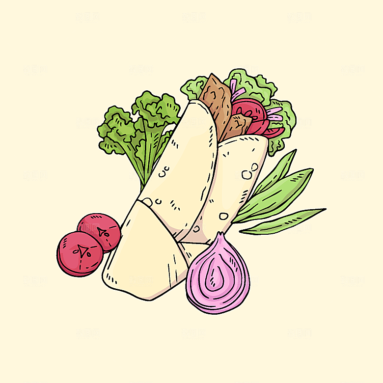 食物料理矢量插图
