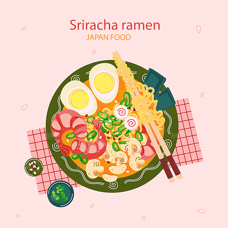 食物料理矢量插图