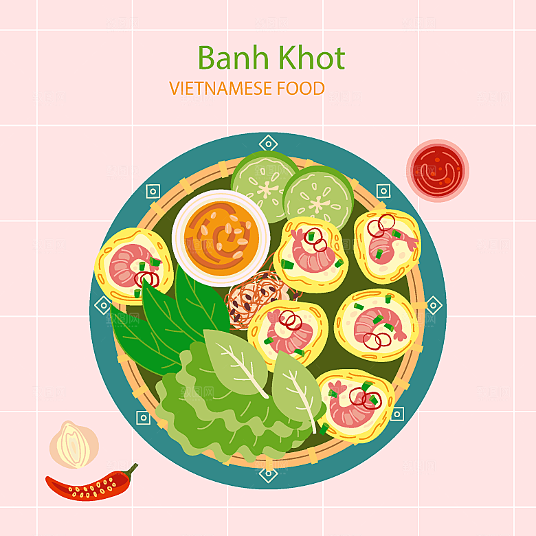食物料理矢量插图