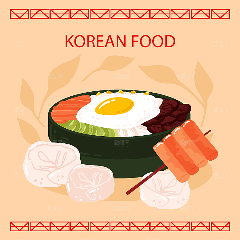 食物料理矢量插图