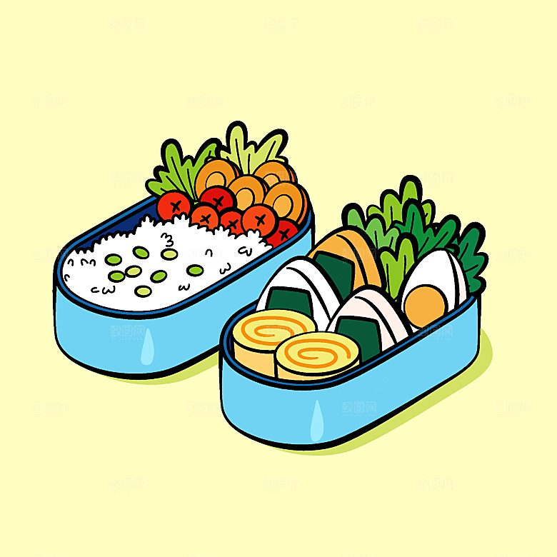 食物料理矢量插图