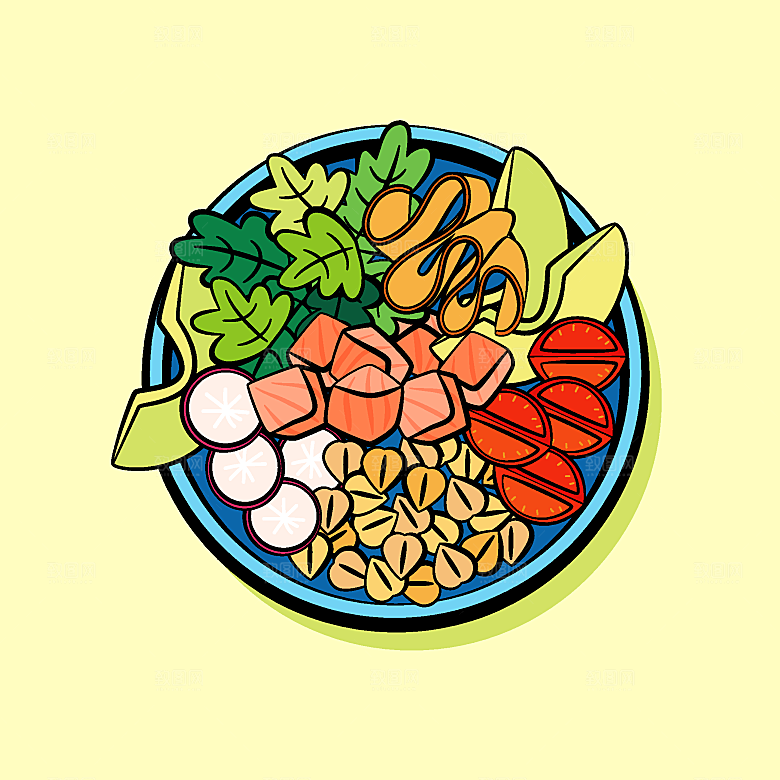 食物料理矢量插图