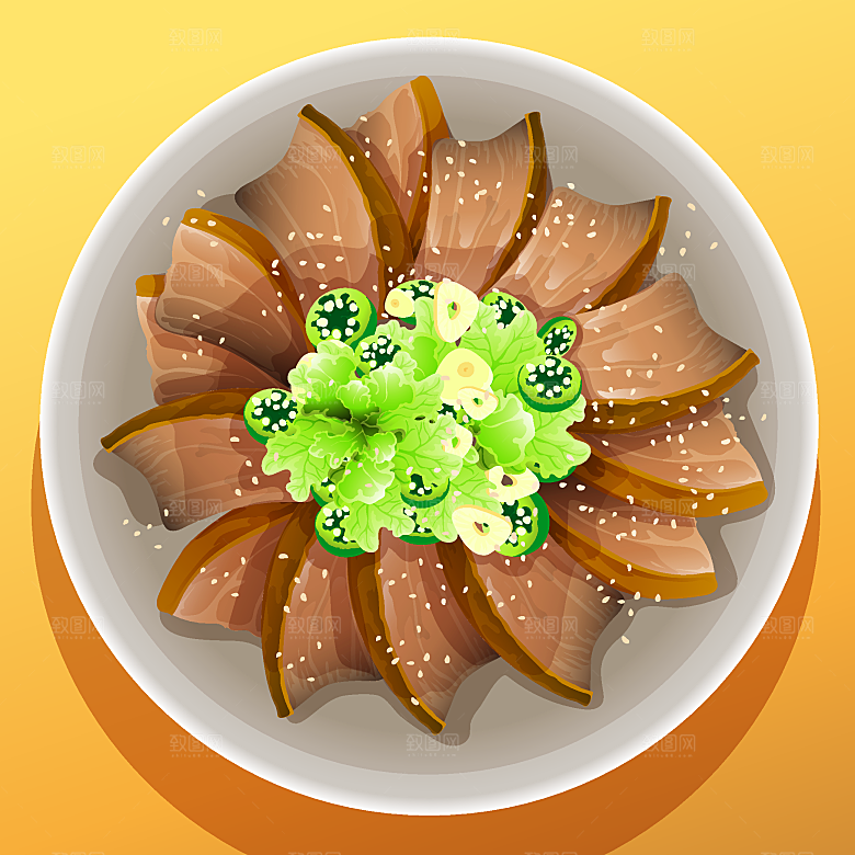 食物料理矢量插图