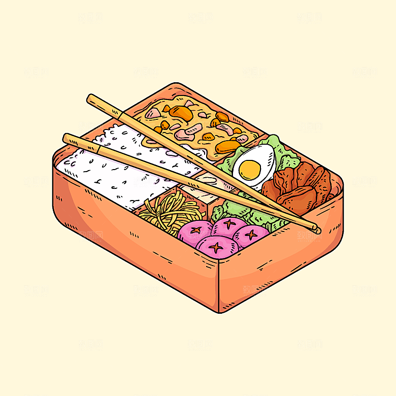 食物料理矢量插图
