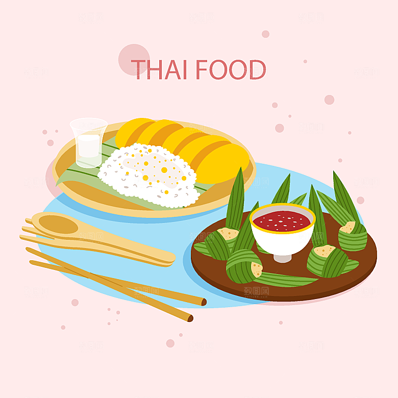 食物料理矢量插图