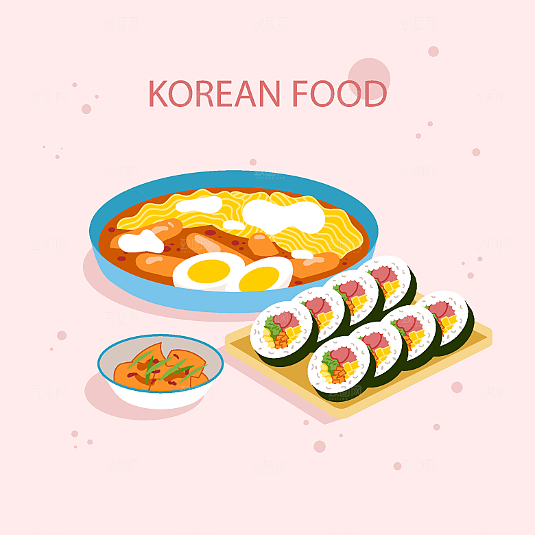 食物料理矢量插图