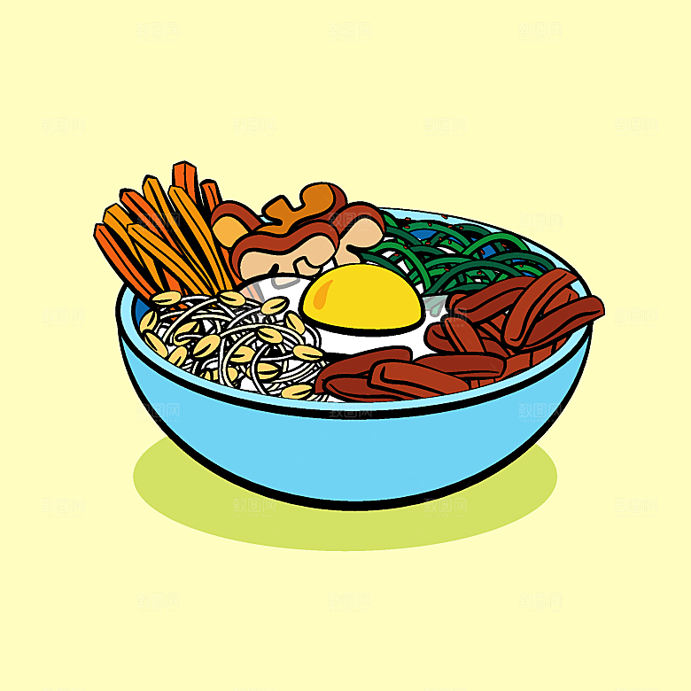 食物料理矢量插图