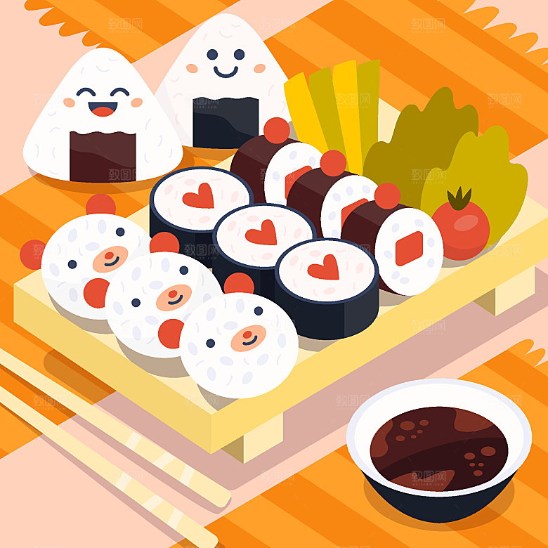食物料理矢量插图