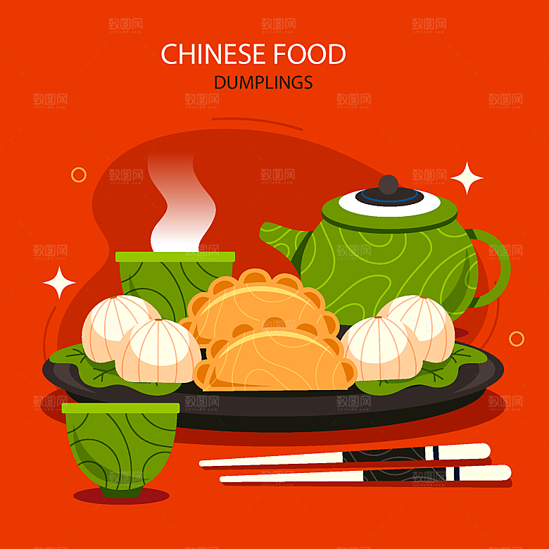 食物料理矢量插图